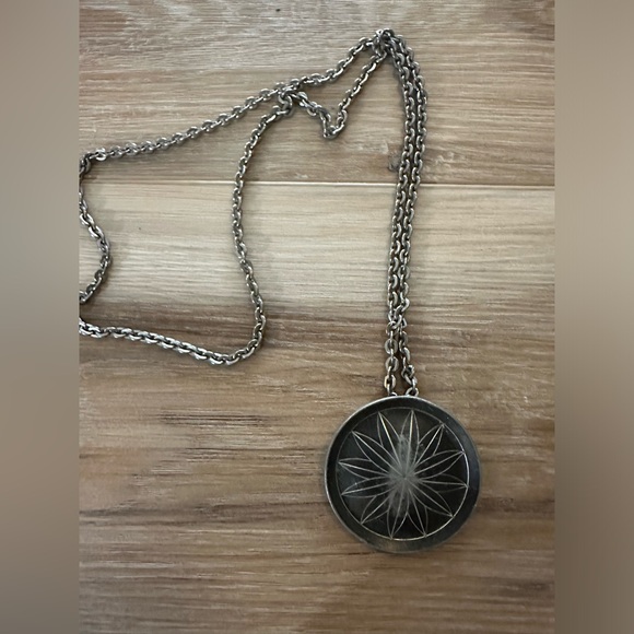 Vintage Jorgen Jensen Handmade Pewter Compass Pendant Necklace - Picture 2 of 6